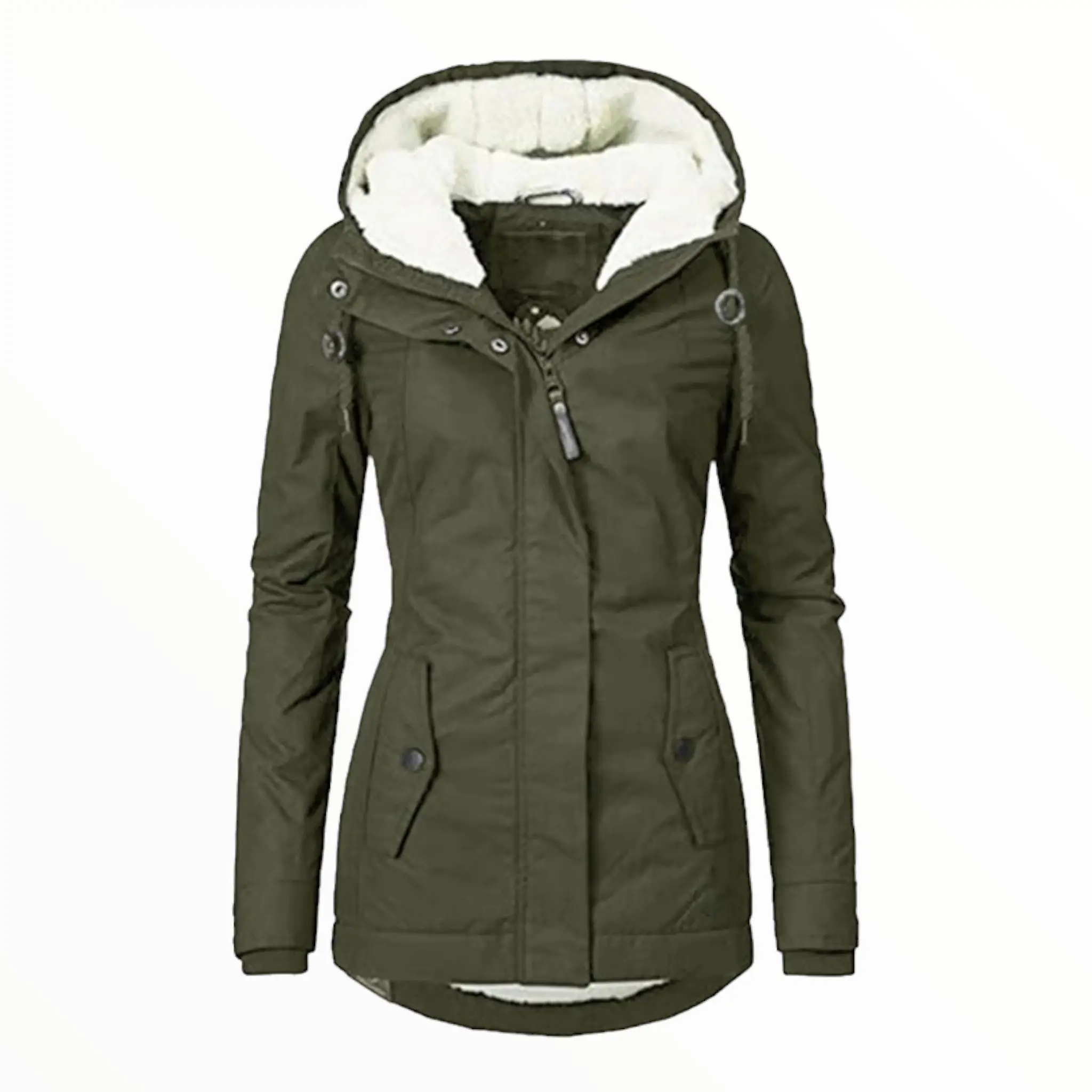 Parka femme militaire avec fourrure – Image 9