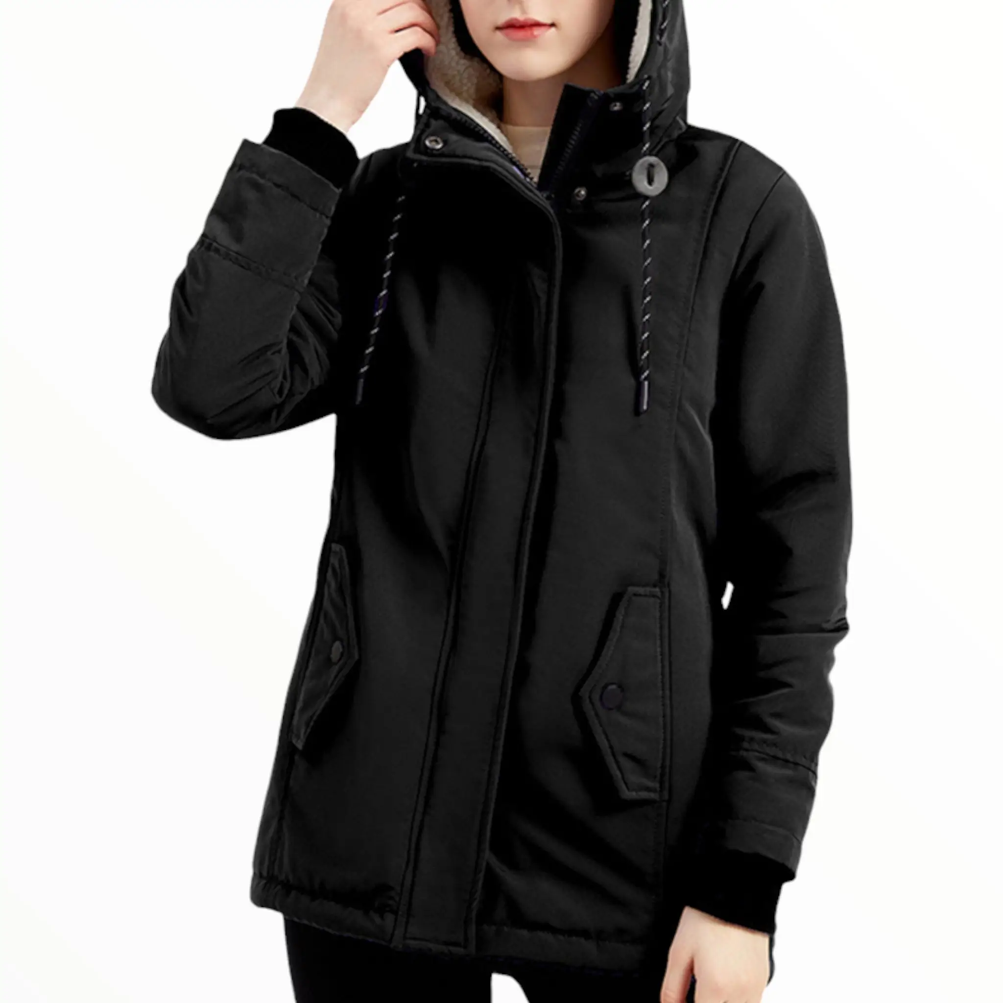Parka femme militaire avec fourrure – Image 5